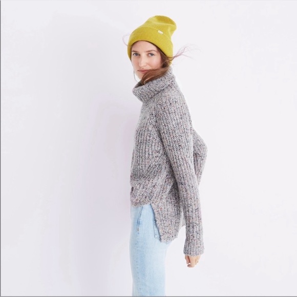 Madewell Colorful Fleck Ribbed Turtleneck Wool Cowl High Neck Sweater - Picture 2 of 4